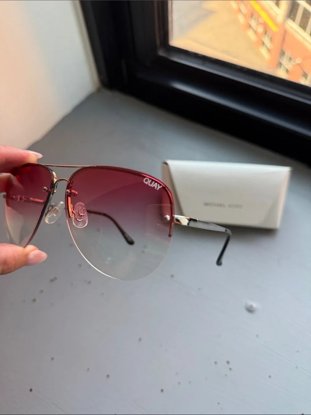 Quay Australia Pink Gradient Aviator Sunglasses
